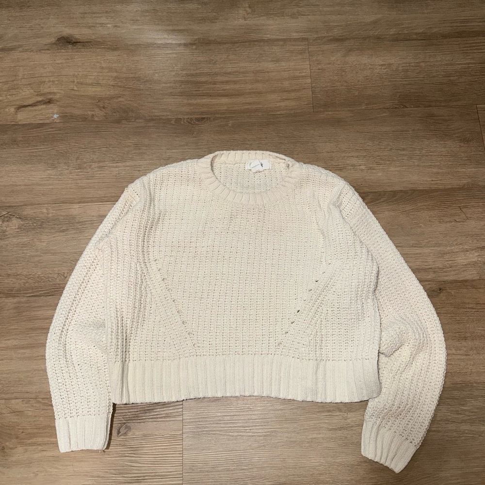 Elegant Cream Crew Neck Sweater